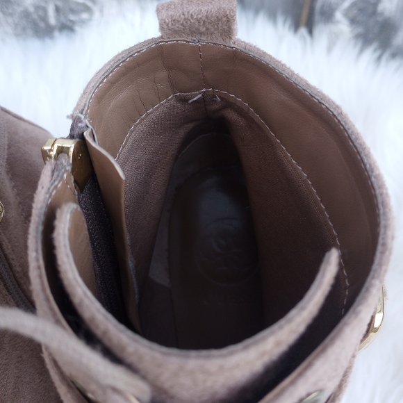 Guess Faux Suede Nude Luggy Buckle Platform Booties - Picture 12 of 15